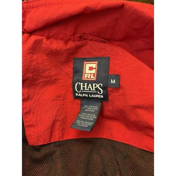 Chaps Ralph Lauren Mens Medium Red Softshell Pullover Hoodie 1/4 Zip Windbreaker - Picture 6 of 8